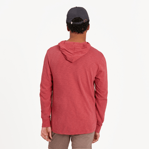 Life is Good. Men's Do What You Love Guitar Textured Slub Hoodie, Faded Red