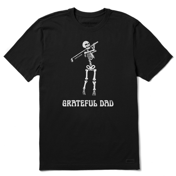 Life is Good. Men's Grateful Dad Golfer Crusher Tee, Jet Black