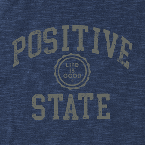 Life is Good. Men's Positive State Textured Slub Hoodie, Darkest Blue