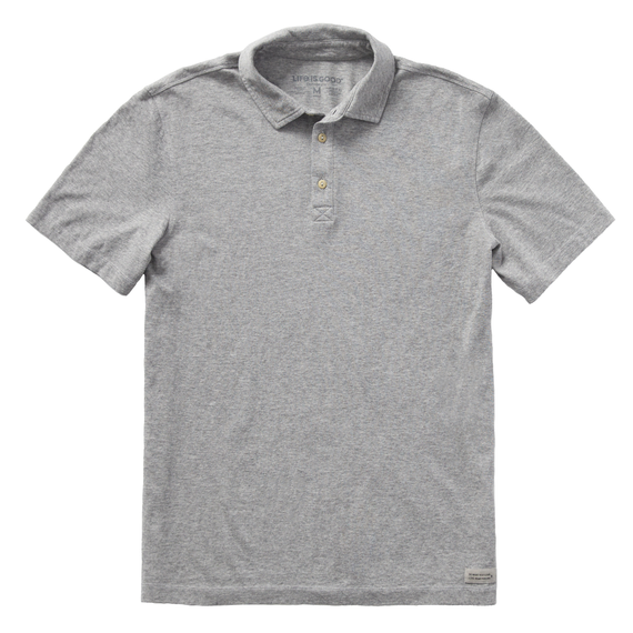 Life is Good. Men's Solid Crusher-Lite Polo, Heather Gray