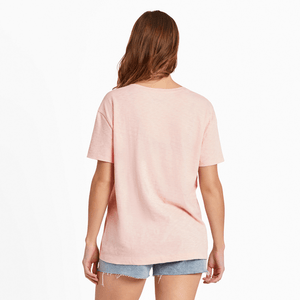 Life is Good. Women's Dragonfly Compass Relaxed Fit Slub Tee, Himalayan Pink
