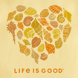Life is Good. Women's Heart of Shells Long Sleeve Crusher-Lite Vee, Sandy Yellow