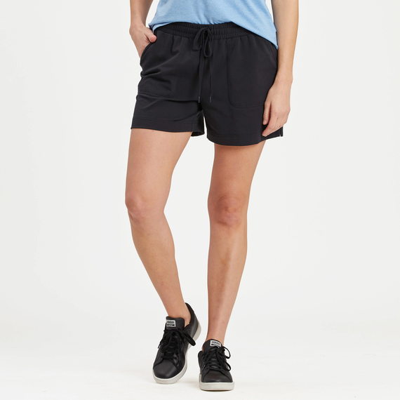 Life is Good. Women's Crusher-Flex Shorts, Jet Black