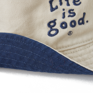 Life Is Good. Bucket Hat LIG Vintage Wordmark Stacked, Bone