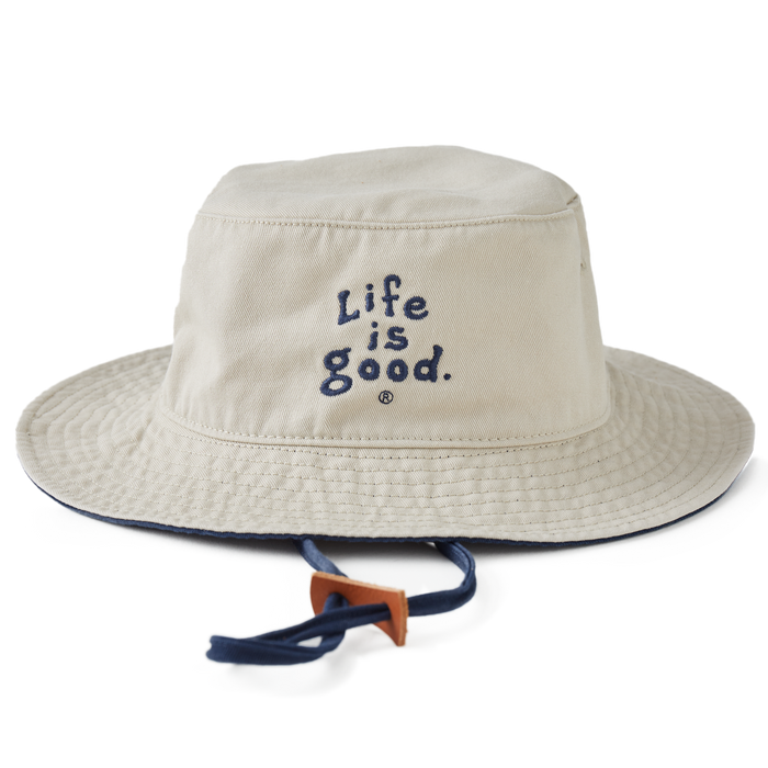 Life Is Good. Bucket Hat LIG Vintage Wordmark Stacked, Bone