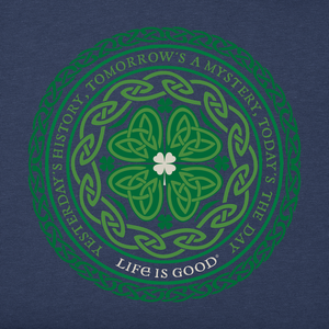 Life Is Good. Women's Celtic Mandala Long Sleeve Crusher Vee, Darkest Blue