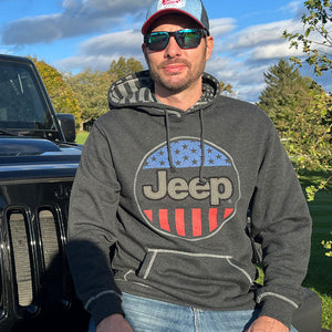 JEEP USA OVAL FLAG ACCENT HOODIE - Black Heather