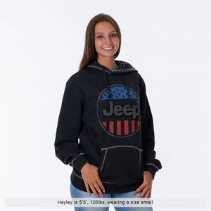 JEEP USA OVAL FLAG ACCENT HOODIE - Black Heather